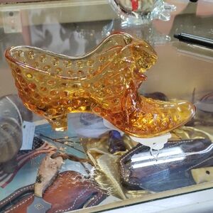 Fenton Amber Glass Shoe